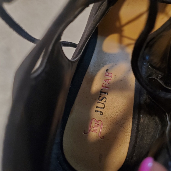 JustFab Stilletoe Platform Heels Black Laceup Ankle Boot Size 8.5 - Picture 6 of 6